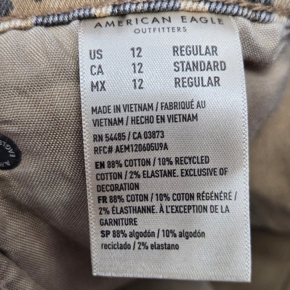 American Eagle Jeans Tan Leopard Wide Leg Animal Print Women Size 12 Regular - Picture 9 of 16